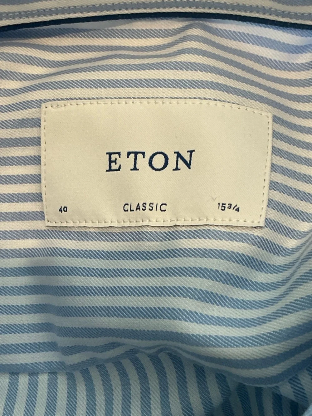 Eton Light Blue Fine-Stripe Men's Dress Shirt Neck Size 40/15 3/4 - Picture 11 of 16